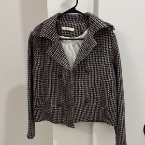 Stylish Houndstooth Pea Coat